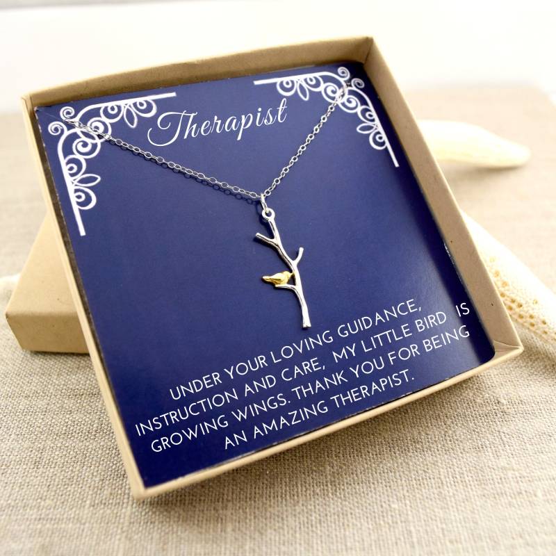 sterling Silber Ast Halskette, Therapeut Geschenk von DeeplyRootedLove