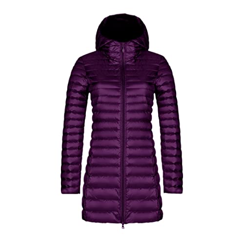 Damen Daunenjacke Lang Winter Warm Mantel Ultraleicht Daunenmantel Mantel, violett, 48 von Deepsko