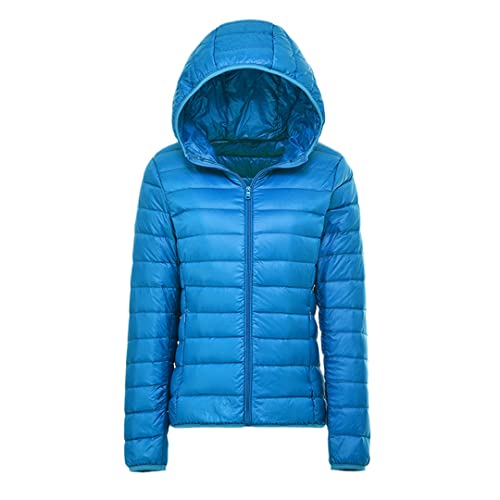 Damen Dünne Daunenjacke Weiß Entendaunen Ultraleichte Jacke Warm Mantel Tragbare Outwear, blau, 50 von Deepsko