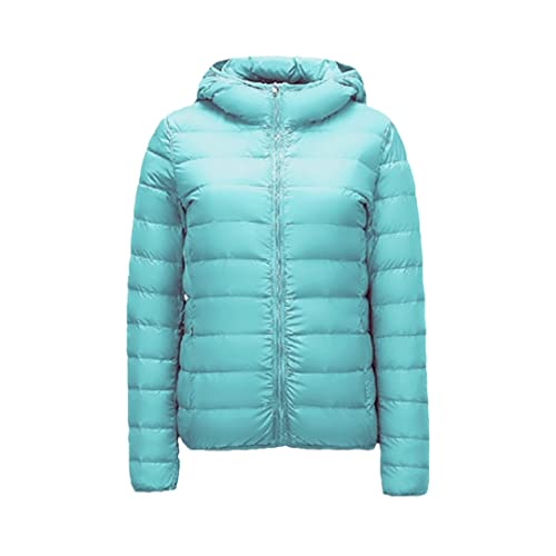 Damen Übergröße Daunenjacke Ultraleichte Daunenjacke Damen Winter Winddichte Daunenjacke, hellblau, XXX-Large von Deepsko