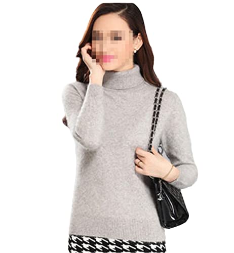 Deepsko Damen-Pullover aus Kaschmir-Fleece, Rollkragenpullover, grau, S von Deepsko