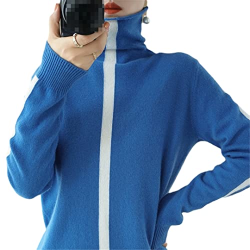 Deepsko Damen Rollkragen Langarm Bottoming Shirt Herbst Winter Wolle Kaschmir Pullover, blau, M von Deepsko