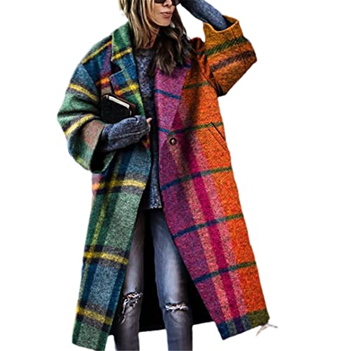 Deepsko Damen Wintermantel Lose Warm Wollmischung Mantel Lang Gepolsterter Mantel, Palid, 4XL von Deepsko