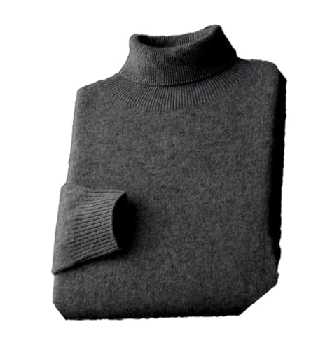 Deepsko Herren Rollkragenpullover aus Wolle, Strickpullover, einfarbig, langärmelig, Dunkelgrau9, L von Deepsko