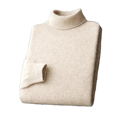 Deepsko Herren Rollkragenpullover aus Wolle, Strickpullover, einfarbig, langärmelig, beige, M von Deepsko