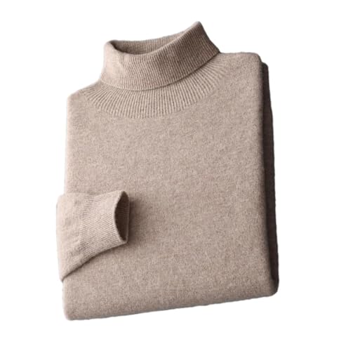 Deepsko Herren Rollkragenpullover aus Wolle, Strickpullover, einfarbig, langärmelig, braun, 3XL von Deepsko