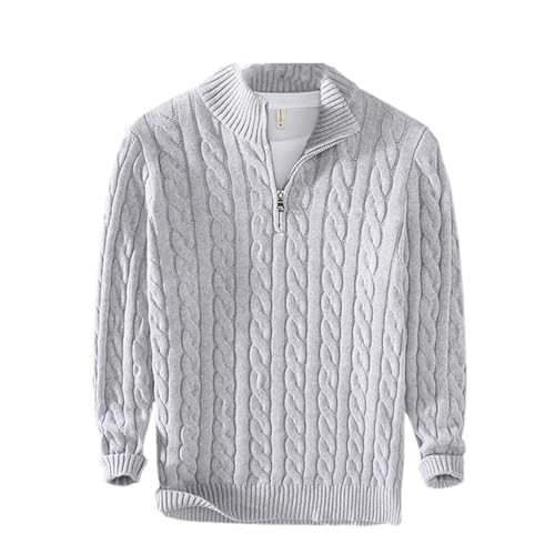 Deepsko Herren Strickpullover Herbst Winter Baumwolle Reißverschluss Rollkragen Langarm Casual Pullover Gray L von Deepsko