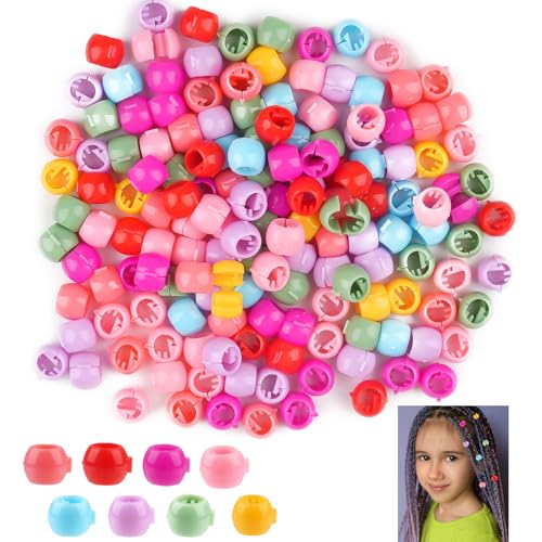 150 Stück Haarklammer Clips Mini Perlen, Bunt Kunststoff Haarperlen, Mehrfarbige Haarperlen Zum Klipsen, Mini Rund Haarclips Regenbogen Clip für Kinder Mädchen Frauen (Zufällige Farbe) von Deepton