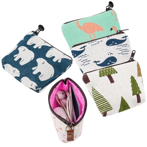 5 Stück Kleiner Geldbeutel Damen, Mini Geldbörse Damen, Kleingeldbörse mit Reißverschluss, Tragbare Mini Portemonnaie Damen, Kosmetiktasche, Mini Tasche für Münzen, Karten von Deepton