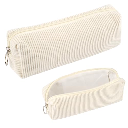 Deepton Federmäppchen Cord, Stifte Mäppchen Mädchen, Beige Aesthetic Pencil Case Girl Adults, Schlamppermäppchen Damen, Federtasche Erwachsene Federmappe für Schule, Büro von Deepton