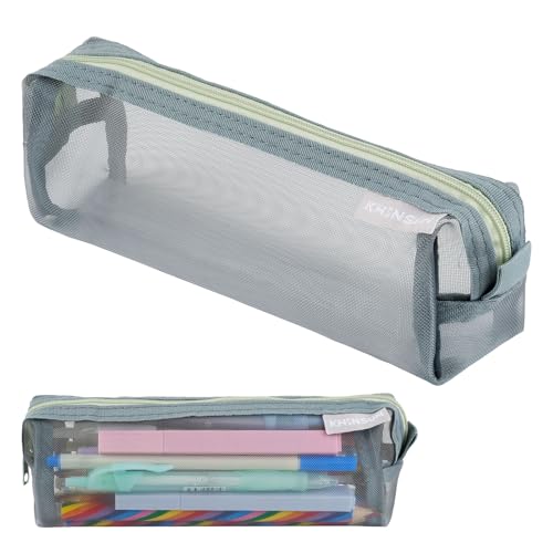 Deepton Transparente Federmäppchen, 19 cm Nylon Mäppchen für Mädchen Teenager, Klein Federtasche Stiftetasche Stiftemappe Pencil Case Schulmäppchen für Schule, Büro - Grau von Deepton