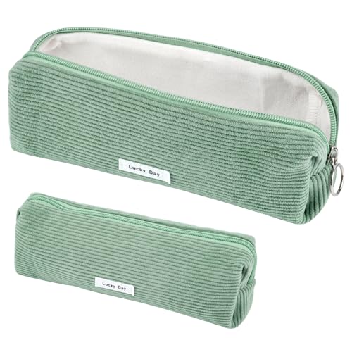 Federmäppchen, Mäppchen Cord-Stoff, Schlamppermäppchen Damen, Federmäppchen Mädchen, Federtasche Stiftetasche Stiftemappe, Pencil Case, Cord Federtasche für Mädchen Teenager Schule, Büro (Grün) von Deepton