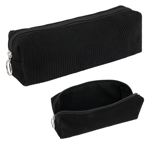 Deepton Federmäppchen Cord, Stifte Mäppchen Mädchen, Schwarz Aesthetic Pencil Case Girl Adults, Schlamppermäppchen Damen, Federtasche Erwachsene Federmappe für Schule, Büro von Deepton