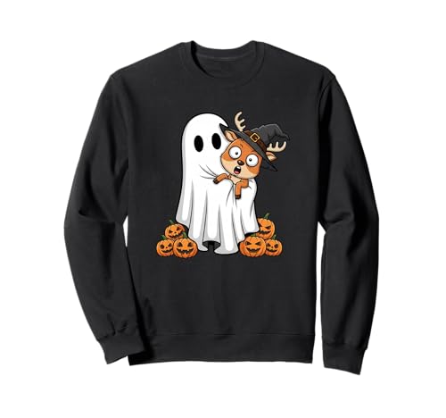 Lustiger Geist Hirsch Kürbis Halloween Kinder Herren Damen Sweatshirt von Deer Lovers Cute Halloween Outfits for Boy Girl