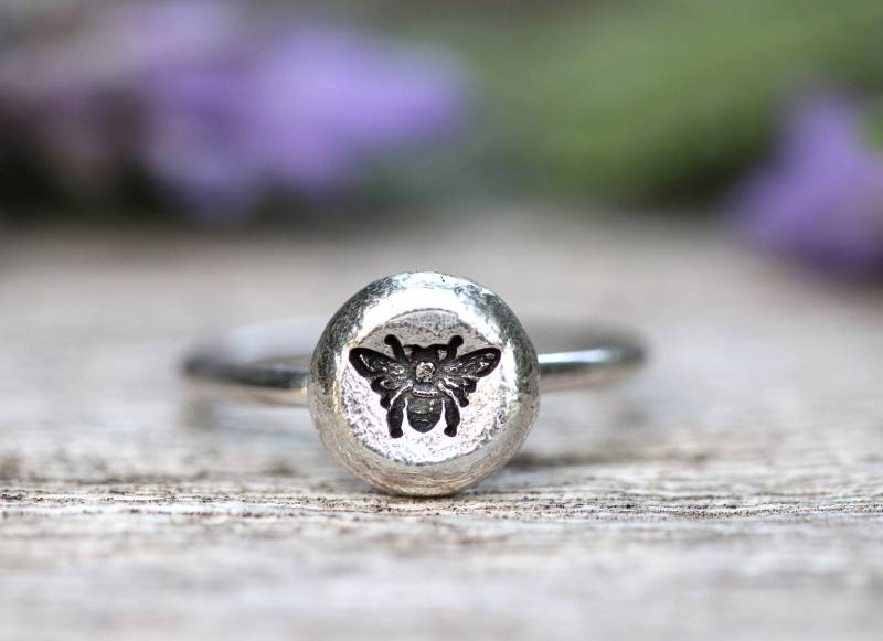 Silber Bienen Ring Sterling Honigbiene Für Naturliebhaber Und Gärtner Bestäuber von DeerGirlDesigns