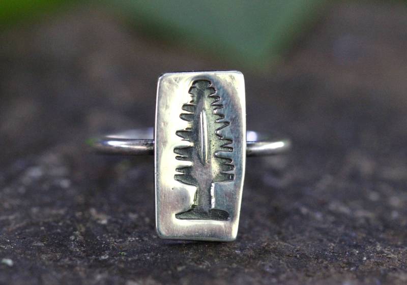 Kiefer Ring Baum Schmuck Natur Wald Sterling Silber Stapelring Stapelringe von DeerGirlDesigns