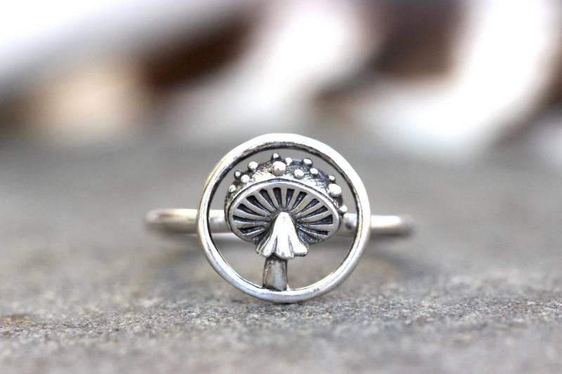 Pilz Ring Schmuck Sterling Silber Wald Fee Natur von DeerGirlDesigns