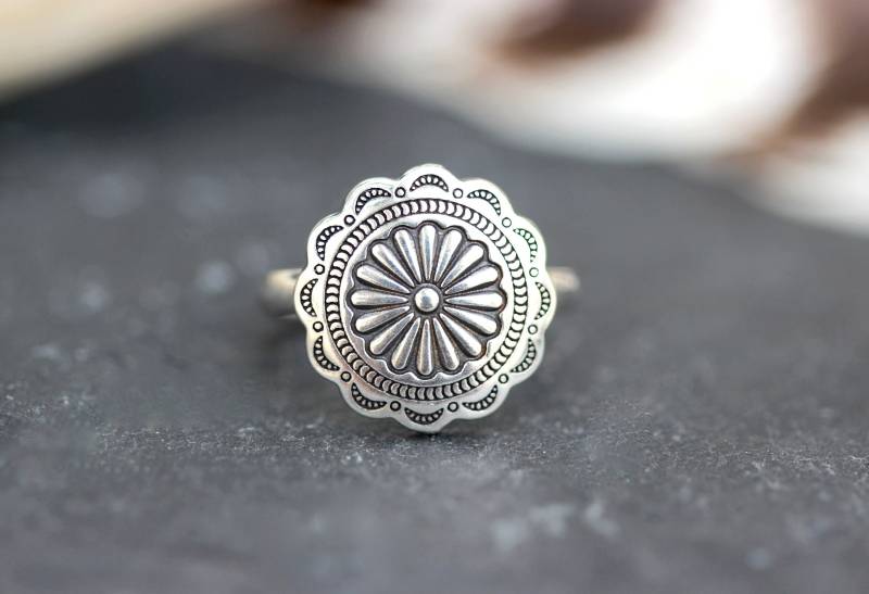Concho Ring Silber Sterling Des Südwestens Western Ringe Schmuck Style Cowgirl Conchos von DeerGirlDesigns
