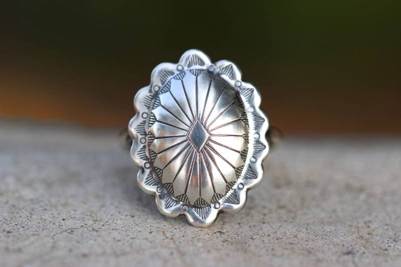 sterling Silber Concho Ring Silber-statement Südwestlichen Schmuck von DeerGirlDesigns