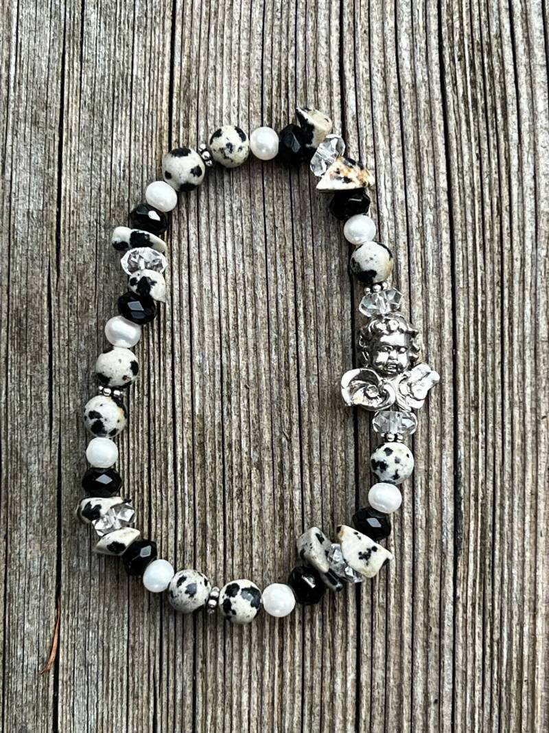 stärke | Edelstein Armband Mit Dalmatiner Jaspis | Porphyrit, Kristallquarz, Perle, Onyx stärke | Edelstein Armband Mit Dalmatiner Jaspis | Porphyrit, Kristallquarz, Perle, Onyx von DeerartByDanielaF