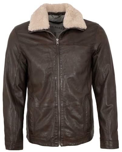 Deercraft - Herren Lederjacke Lammfellkragen Lammnappa Dunkelbraun Größe 54 von Deercraft