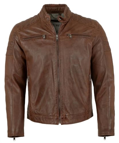 Deercraft - Herren Lederjacke Lammnappa dunkel Cognac Größe 60 von Deercraft