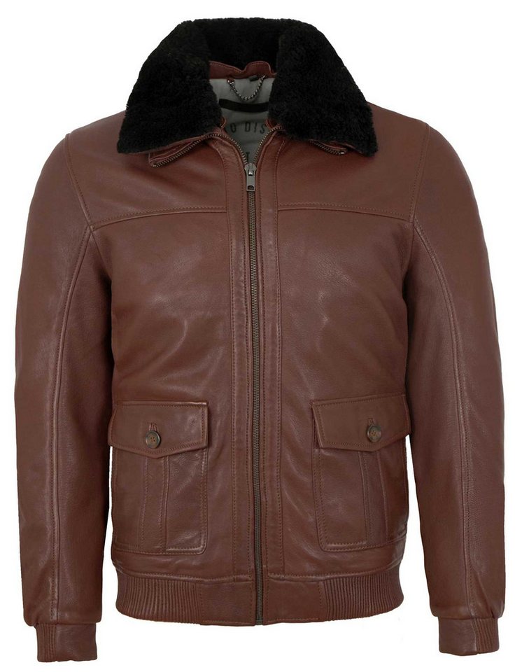 Deercraft Lederjacke DMFjort Deercraft - Herren Lederjacke Lammfellkragen Lammnappa dunkel cognac von Deercraft