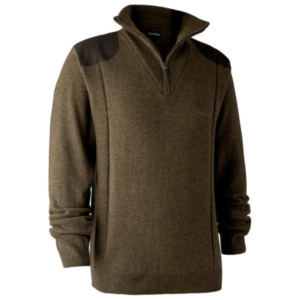 Deerhunter - Sheffield Knit with Zip Neck - Wollpullover Gr L braun von Deerhunter