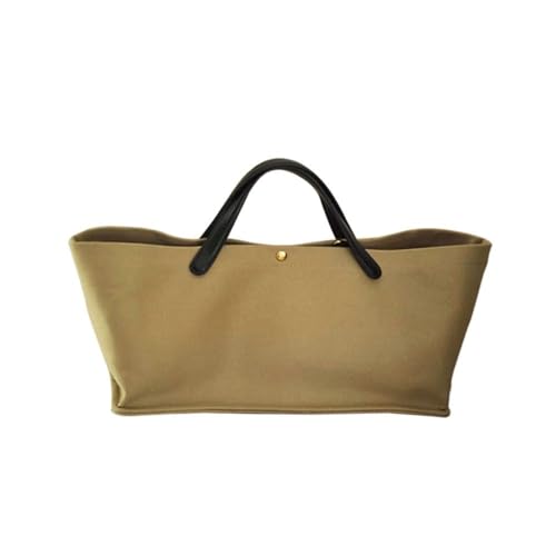 Damen-Tragetasche, Segeltuch, Pendlerhandtasche mit Leder-Schultergurt, Designer-Handtasche mit Tragegriff oben, Canvas Camel, 14inch von Deermisu