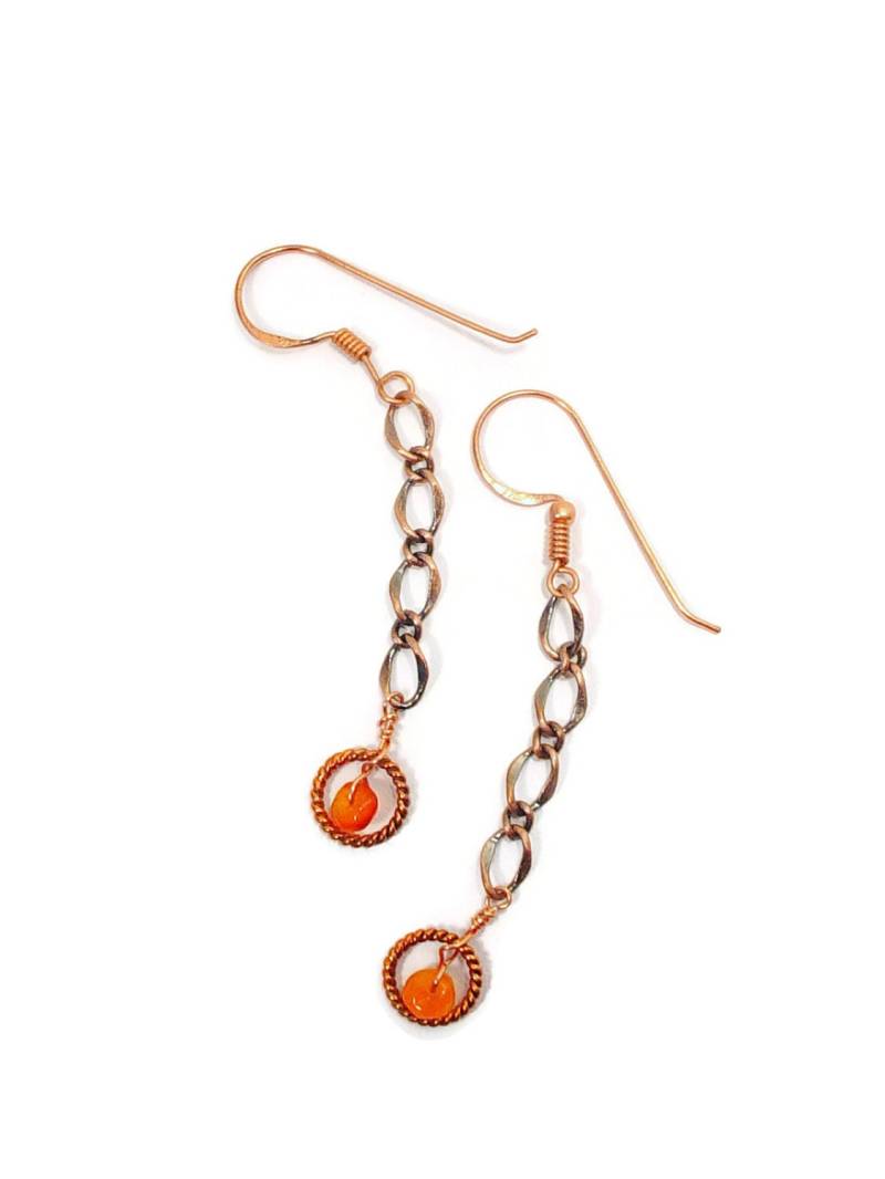 Kupfer Kette Baumseider Ohrringe Mit Facettierten Karneol Knöpfe von DeerwomanDesigns