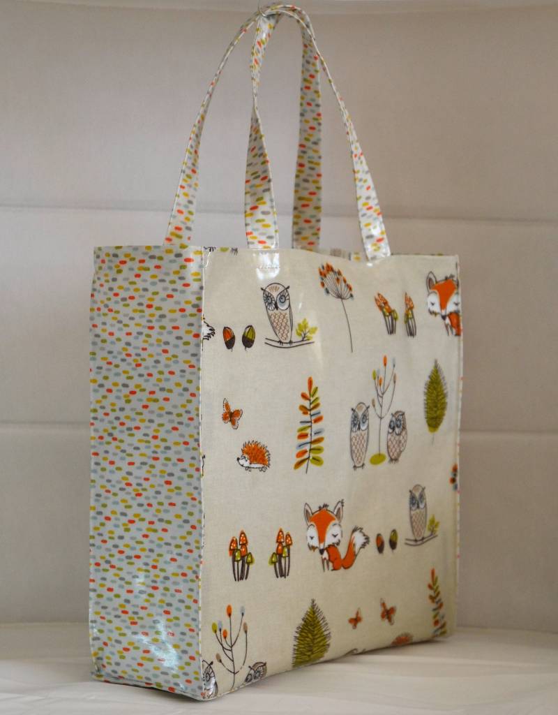 Wachstuch-Einkaufstasche Aus 100% Baumwolle-Waldtiere Füchse Igel Eulen Wachstuch-Einkaufstasche Aus 100% Baumwolle-Waldtiere Füchse Igel Eulen von DeesCreativeTouches