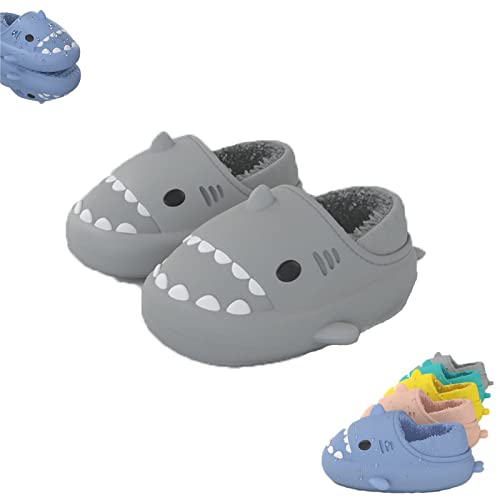 Winter Cloud Slides Shark Slippers Erwachsene Cartoon Fuzzy Slippers rutschfeste weiche bequeme Hausschuhe, Grau-B, 7-7.5 Women/5.5-6 Men von DeesGames