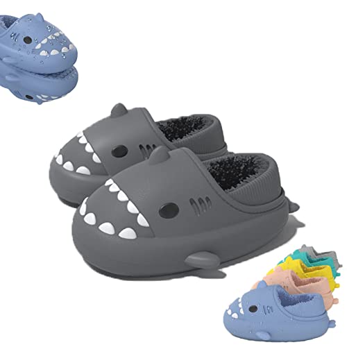 Winter Cloud Slides Shark Slippers Erwachsene Cartoon Fuzzy Slippers rutschfeste weiche bequeme Hausschuhe, Schwarz (Black-b), 9.5-10.5 Women/8.5-9.5 Men von DeesGames