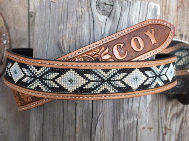 Herren Oder Damen Perlen Ledergürtel Herren Oder Damen Perlen Ledergürtel von Deesbeadeddogcollars