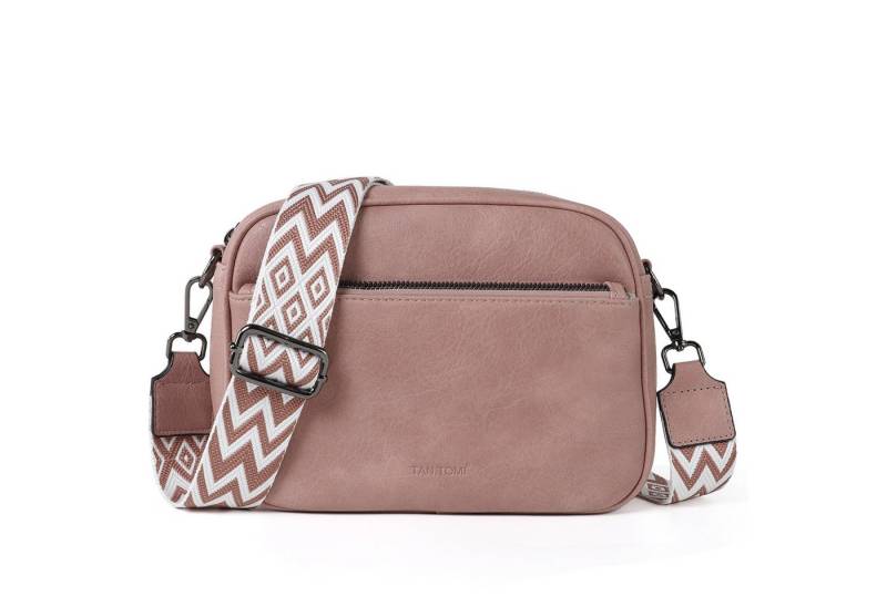 TAN.TOMI Umhängetasche Damen Handy Schultertasche, Kunstleder Crossbody Umhängetasche (Drei Reißverschlussfächern mit Verstellbar Abnehmbar Schultergurt), Breiter Riemen Abendtasche von TAN.TOMI