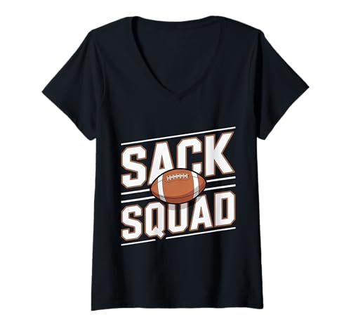 Damen Sack Squad Defensive Fußball -Lineman -Mannschaft |- T-Shirt mit V-Ausschnitt Damen Sack Squad Defensive Fußball -Lineman -Mannschaft |- T-Shirt mit V-Ausschnitt von Defensive Fußballsportler Fähigkeiten