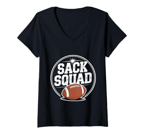 Damen Sack Squad Defensive Fußball -Lineman -Mannschaft |- T-Shirt mit V-Ausschnitt Damen Sack Squad Defensive Fußball -Lineman -Mannschaft |- T-Shirt mit V-Ausschnitt von Defensive Fußballsportler Fähigkeiten