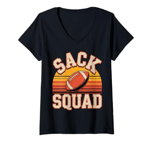 Damen Sack Squad Defensive Fußball -Lineman -Mannschaft |- T-Shirt mit V-Ausschnitt Damen Sack Squad Defensive Fußball -Lineman -Mannschaft |- T-Shirt mit V-Ausschnitt von Defensive Fußballsportler Fähigkeiten