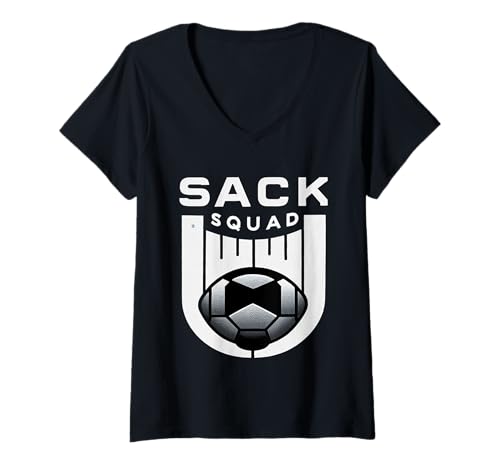 Damen Sack Squad Defensive Fußball -Lineman -Mannschaft ||||- T-Shirt mit V-Ausschnitt Damen Sack Squad Defensive Fußball -Lineman -Mannschaft ||||- T-Shirt mit V-Ausschnitt von Defensive Fußballsportler Fähigkeiten