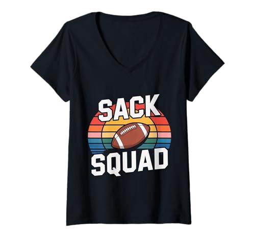Damen Sack Squad Defensive Fußball -Lineman -Mannschaft |- T-Shirt mit V-Ausschnitt Damen Sack Squad Defensive Fußball -Lineman -Mannschaft |- T-Shirt mit V-Ausschnitt von Defensive Fußballsportler Fähigkeiten