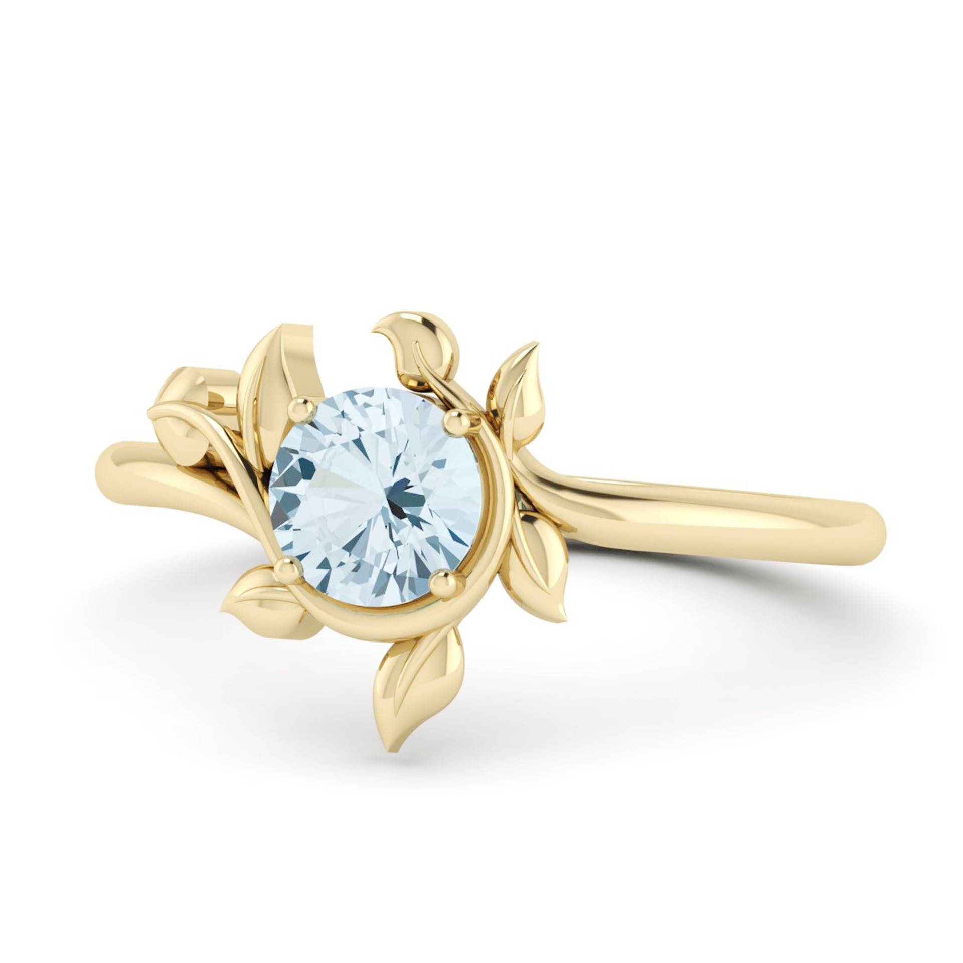 März Geburtsstein Aquamarin Silber Ring, Liebe Geschenk Verlobung Für Sie, Blatt März Geburtsstein Aquamarin Silber Ring, Liebe Geschenk Verlobung Für Sie, Blatt von Definejewellery