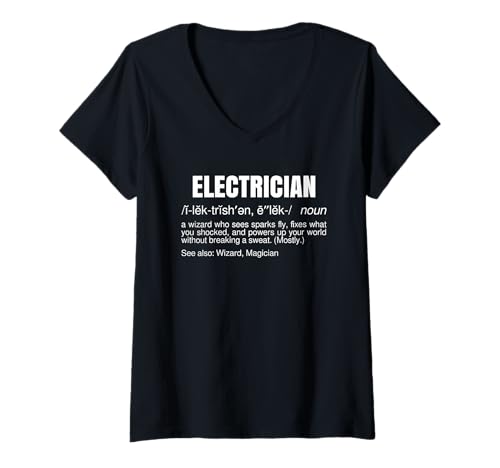 Damen Elektriker Definition | Lustig sarkastisch T-Shirt mit V-Ausschnitt Damen Elektriker Definition | Lustig sarkastisch T-Shirt mit V-Ausschnitt von Definition Apparel