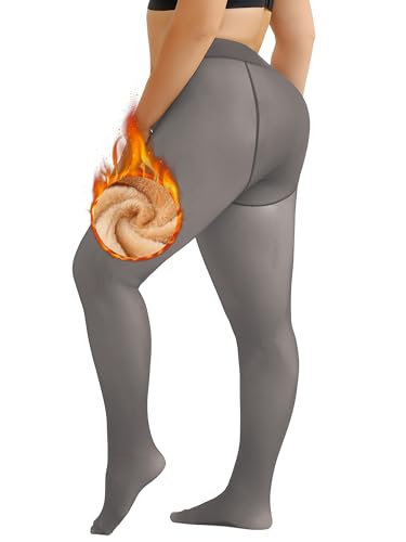 Deftkaze Thermo Strumpfhose Damen Winter Gefütterte Thermostrumpfhose Dicke Warme Bauchweg Thermoleggings Gefälscht Durchscheinende Fleece Leggings High Waist Pantyhose von Deftkaze