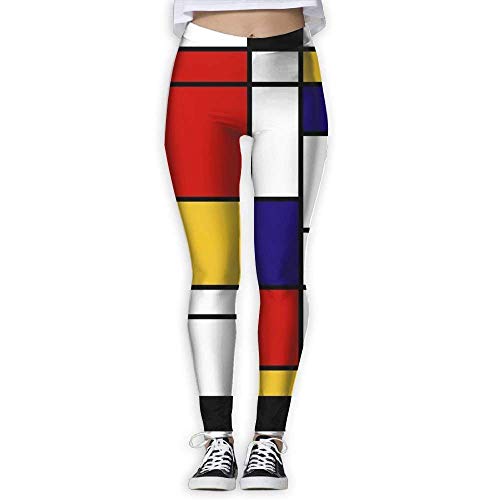 Yogahosen, Trainingsgamaschen,Mondrian Style Womens High Waist Yoga Pants Yoga Capris Pants Stretch Workout Leggings Capris von Deglogse