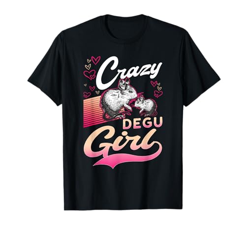 Crazy Degu Girl Degu Mädchen Degu T-Shirt von Degu Chilenisches Nagetier Kleidung