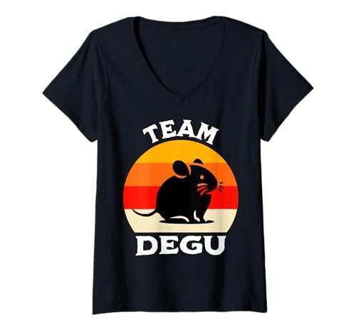 Damen Degu Team Degu Strauchratte T-Shirt mit V-Ausschnitt Damen Degu Team Degu Strauchratte T-Shirt mit V-Ausschnitt von Degu Designs Für Damen Und Herren