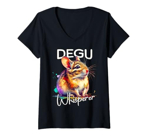 Damen Degu Whisperer Degu Strauchratte T-Shirt mit V-Ausschnitt Damen Degu Whisperer Degu Strauchratte T-Shirt mit V-Ausschnitt von Degu Designs Für Damen Und Herren
