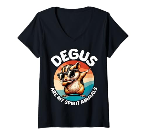 Damen Degu Spirit Animal Degu Strauchratte T-Shirt mit V-Ausschnitt von Degu Sprüche Für Damen Und Herren