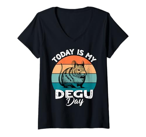 Damen Degu Strauchratte Degu T-Shirt mit V-Ausschnitt von Degu Sprüche Herren Damen