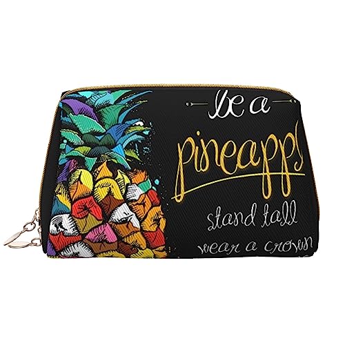 Bunte Obst Ananas Make-up Tasche Große Kapazität Reise Kosmetiktasche PU Leder Make-up Organizer Tasche für Frauen Mädchen, weiß, Einheitsgröße von Dehiwi